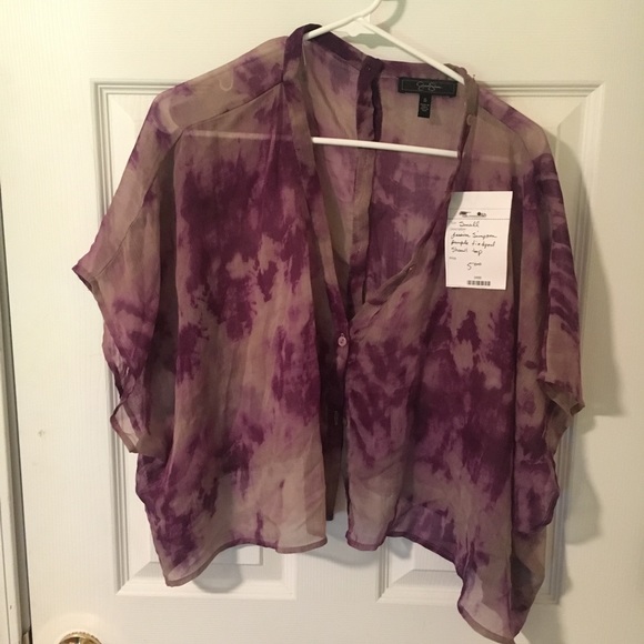 Jessica Simpson Sweaters - S mall jessica Simpson purple tied eyes shawl